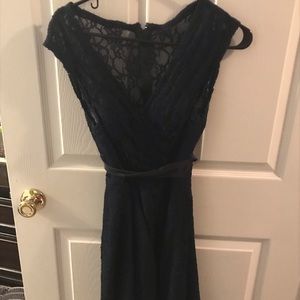 Navy blue formal lace dress